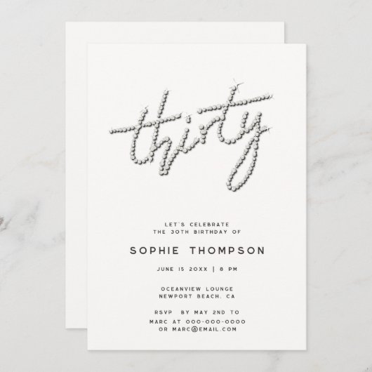 Moderne strass Ivoor Chic 30e verjaardag Kaart (Voorkant / Achterkant)