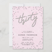 Moderne strass kalligrafie roze 30e verjaardag kaart (Voorkant)