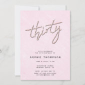 Moderne strass zoete roze chique 30e verjaardag kaart (Voorkant)