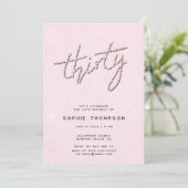 Moderne strass zoete roze chique 30e verjaardag kaart (Staand voorkant)