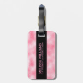 Moderne Strawberry & Cream Glitter Textuur Bagagelabel (Achterkant verticaal)