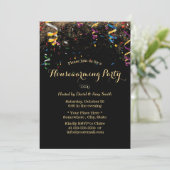 Moderne Streamers & Confetti Housewarming Party Kaart (Staand voorkant)