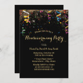 Moderne Streamers & Confetti Housewarming Party Kaart (Voorkant / Achterkant)