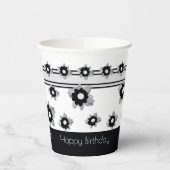 Moderne streep en bloemig papieren bekers (Links)