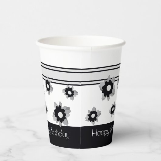 Moderne streep en bloemig papieren bekers (Rechts)