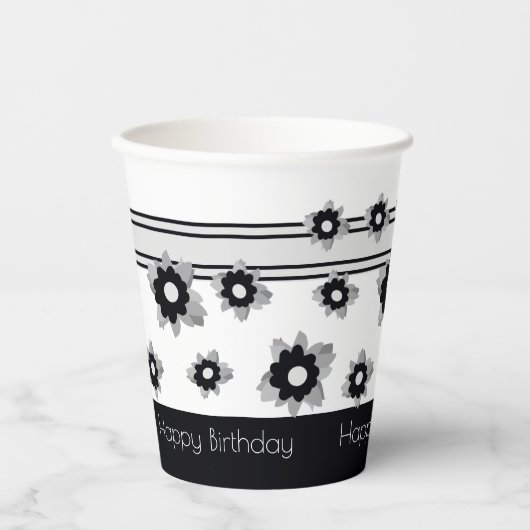 Moderne streep en bloemig papieren bekers (Voorkant)
