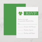 Moderne streep & groene klaver Ierse bruiloft RSVP (Voorkant / Achterkant)