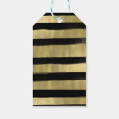 Moderne streep met zwart-wit en gouden verf cadeaulabel (Achterkant)