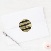 Moderne streep met zwart-wit en gouden verf ronde sticker (Envelop)