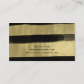Moderne streep met zwart-wit en gouden verf visitekaartje (Achterkant)