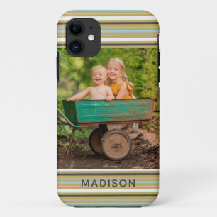Moderne Streep Naam Aanpassen met Eigen Foto Case-Mate iPhone Case