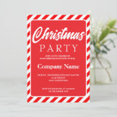 Moderne streep rood wit kerstfeest kaart (Staand voorkant)