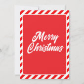 Moderne streep rood wit kerstfeest kaart (Achterkant)