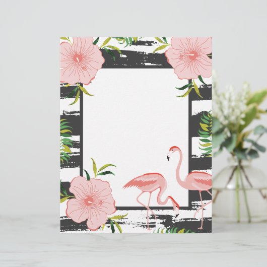 Moderne streep roze flamingo (Staand voorkant)
