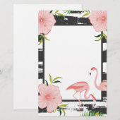 Moderne streep roze flamingo briefpapier (Voorkant / Achterkant)