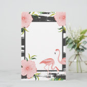 Moderne streep roze flamingo briefpapier (Staand voorkant)