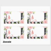Moderne streep roze flamingo rechthoekige sticker (Vel)