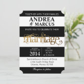 Moderne streep Zwart Wit 5x7 bruiloft uitnodiging (Staand voorkant)