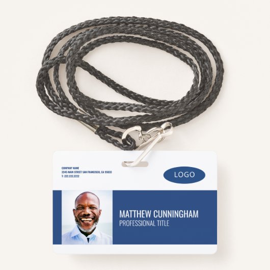 Moderne streepjescode voor aangepaste Logo werknem Badge (Voorkant met draagriem)