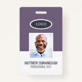 Moderne streepjescode voor Logo werknemer in kleur Badge (Voorkant)