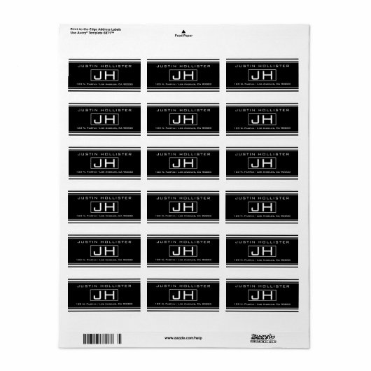 Moderne streped Black & White Etiket (Full Sheet)