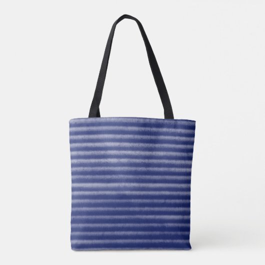 Moderne Strepen Blauw en Wit Tote Bag (Achterkant)