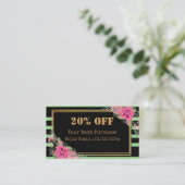 Moderne Strepen Bloem QR Code Kortingkaart Kortingskaartje (Staand voorkant)