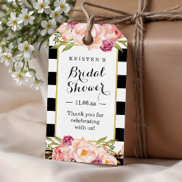 Moderne Strepen Bloemendecoratie Bruiloftsshower F Cadeaulabel