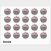 Moderne Strepen Bloemmotief Ronde Sticker (Vel)