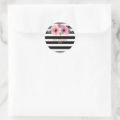 Moderne Strepen Bloemmotief Ronde Sticker (Tas)