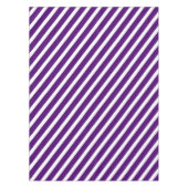 Moderne strepen | Chic Royal Paarse & Wit Gestreep Tafelkleed (Voorkant)