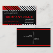 Moderne strepen constructie zwart, rood, grijs visitekaartje (Voorkant / Achterkant)