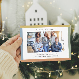 Moderne Strepen Foto Zakelijke Platte Kerstkaart