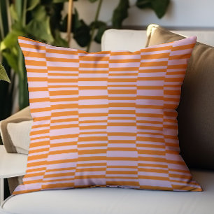 Moderne Strepen Geometrisch Patroon Roze Oranje Kussen