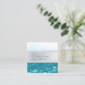 Moderne strepen, Glittery Bokeh Vierkante Visitekaartje (Staand voorkant)