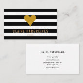 Moderne Strepen Gouden Hart Professioneel Visitekaartje (Voorkant / Achterkant)