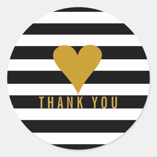 Moderne Strepen Gouden Hart Ronde Sticker (Voorkant)