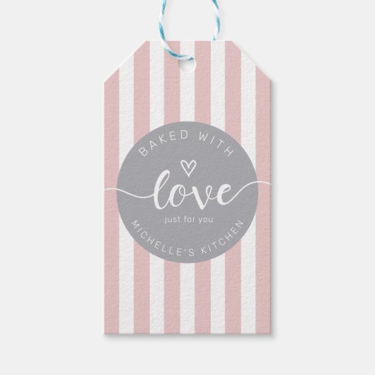 Moderne strepen Home Baked Goods Monogram Cadeaulabel (Voorkant)