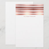 Moderne strepen in Faux Roos Gold Briefpapier (Voorkant / Achterkant)