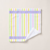 Moderne strepen in pastelkleuren gepersonaliseerd bad handdoek (Wasdoekje)