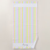 Moderne strepen in veelkleurige pastelkleuren strandlaken (Voorkant)