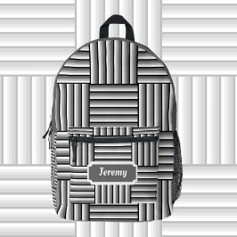 Moderne strepen in zwart, wit en grijs - custom bedrukte rugzak