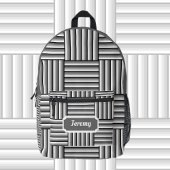 Moderne strepen in zwart, wit en grijs - custom bedrukte rugzak