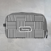 Moderne strepen in zwart, wit en grijs - custom toilettasje