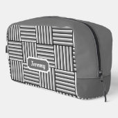 Moderne strepen in zwart, wit en grijs - custom toilettasje (Rechterhoek)