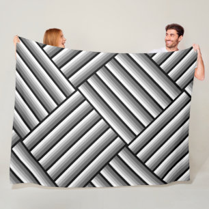 Moderne strepen in zwart, wit en grijs - koel fleece deken