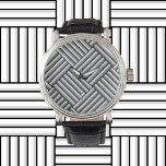 Moderne strepen in zwart, wit en grijs - koel horloge<br><div class="desc">Geen typische stijve. Moderne gestreepte patroon in zwart,  wit en grijs. Tijdig en koel! Digitale kunst - ontworpen door Marions Artwork. Geweldig cadeau voor hem!</div>