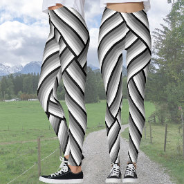 Moderne strepen in zwart, wit en grijs - koel leggings