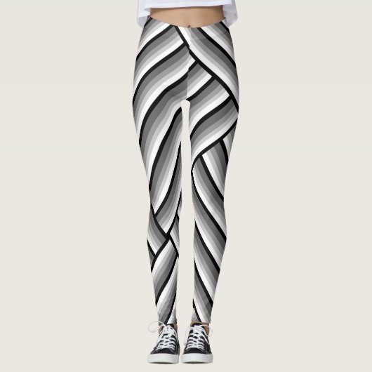 Moderne strepen in zwart, wit en grijs - koel leggings (Voorkant)