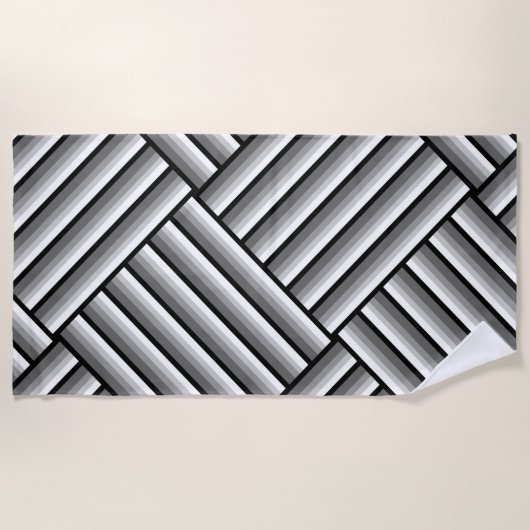 Moderne strepen in zwart, wit en grijs - koel strandlaken (Voorkant)